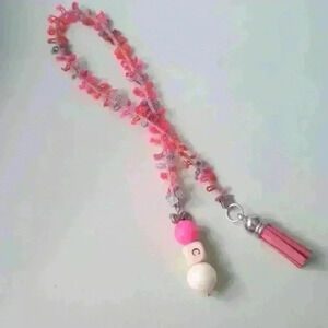 Ribbon lace beads monogram bookmark tassel orange  pink . 🎄 CHRISTMAS gift 🎁